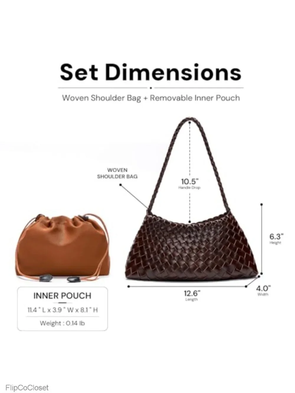 Woven Vegan Leather Hobo Shoulder Bag Braided Strap Drawstring Pouch